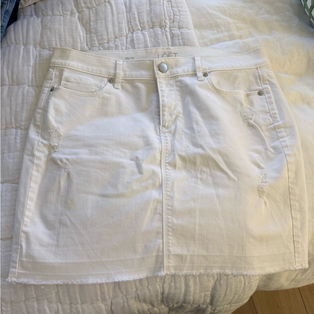 LOFT White Denim Skirt